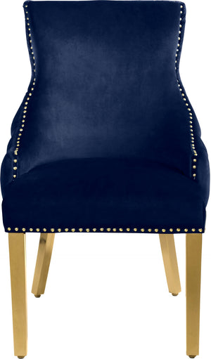 Tuft Velvet / Engineered Wood / Stainless Steel / Foam Contemporary Navy Velvet Dining Chair - 24" W x 25.5" D x 37.5" H