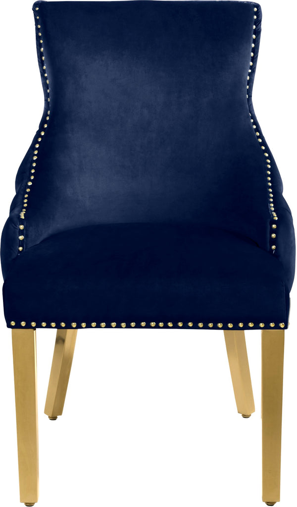 Tuft Velvet / Engineered Wood / Stainless Steel / Foam Contemporary Navy Velvet Dining Chair - 24" W x 25.5" D x 37.5" H