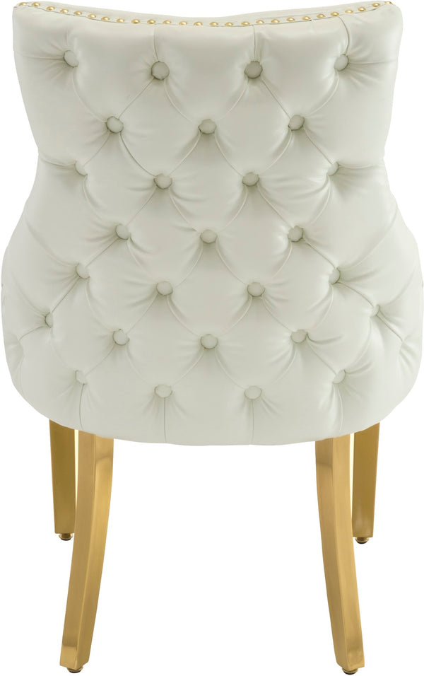 Tuft Faux Leather /Stainless Steel / Engineered Wood / Foam Contemporary White Faux Leather Dining Chair - 24" W x 25.5" D x 37.5" H