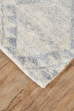 Abytha Diamond Hand Knot Wool Rug, Ivory/Blue/Gray, 9ft-6in x 13ft-6in Area Rug