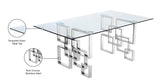 Alexis Glass / Stainless Steel Contemporary Chrome Dining Table - 78" W x 39" D x 30" H