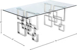 Alexis Glass / Stainless Steel Contemporary Chrome Dining Table - 78" W x 39" D x 30" H