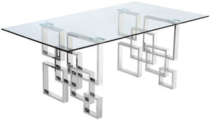 Alexis Glass / Stainless Steel Contemporary Chrome Dining Table - 78" W x 39" D x 30" H