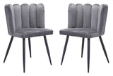 Zuo Modern Adele 100% Polyester, Plywood, Steel Modern Commercial Grade Dining Chair Set - Set of 2 Dark Gray, Black 100% Polyester, Plywood, Steel