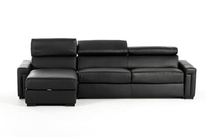 VIG Furniture Estro Salotti Sacha - Modern Black Leather Reversible Sectional Sofa Bed with Storage VGNTSACHA-BLK