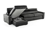 VIG Furniture Estro Salotti Sacha - Modern Black Leather Reversible Sectional Sofa Bed with Storage VGNTSACHA-BLK