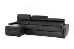 VIG Furniture Estro Salotti Sacha - Modern Black Leather Reversible Sectional Sofa Bed with Storage VGNTSACHA-BLK
