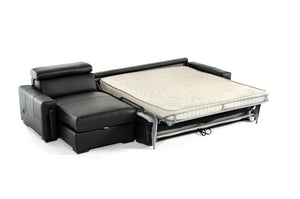 VIG Furniture Estro Salotti Sacha - Modern Black Leather Reversible Sectional Sofa Bed with Storage VGNTSACHA-BLK