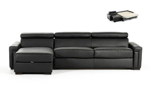 VIG Furniture Estro Salotti Sacha - Modern Black Leather Reversible Sectional Sofa Bed with Storage VGNTSACHA-BLK