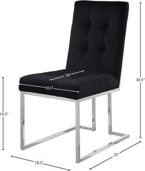 Alexis Velvet / Engineered Wood / Metal / Foam Contemporary Black Velvet Dining Chair - 18.5" W x 25" D x 36.5" H