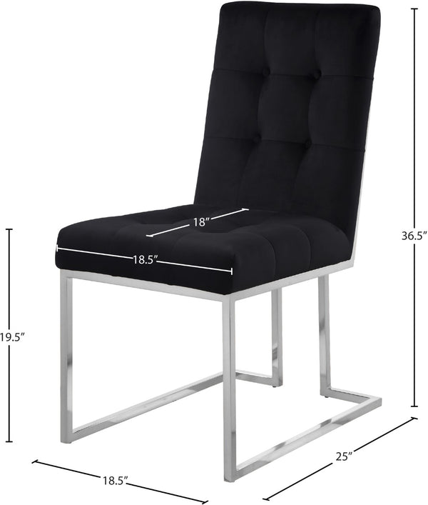 Alexis Velvet / Engineered Wood / Metal / Foam Contemporary Black Velvet Dining Chair - 18.5" W x 25" D x 36.5" H