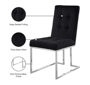 Alexis Velvet / Engineered Wood / Metal / Foam Contemporary Black Velvet Dining Chair - 18.5" W x 25" D x 36.5" H