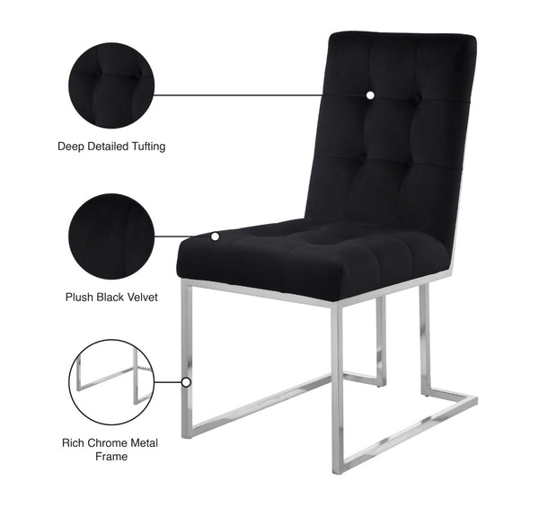 Alexis Velvet / Engineered Wood / Metal / Foam Contemporary Black Velvet Dining Chair - 18.5" W x 25" D x 36.5" H