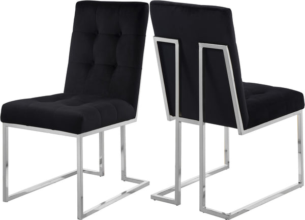 Alexis Velvet / Engineered Wood / Metal / Foam Contemporary Black Velvet Dining Chair - 18.5" W x 25" D x 36.5" H