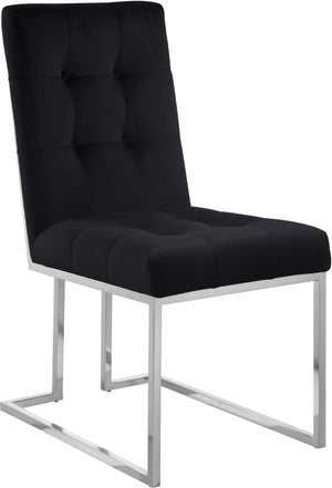 Alexis Velvet / Engineered Wood / Metal / Foam Contemporary Black Velvet Dining Chair - 18.5" W x 25" D x 36.5" H