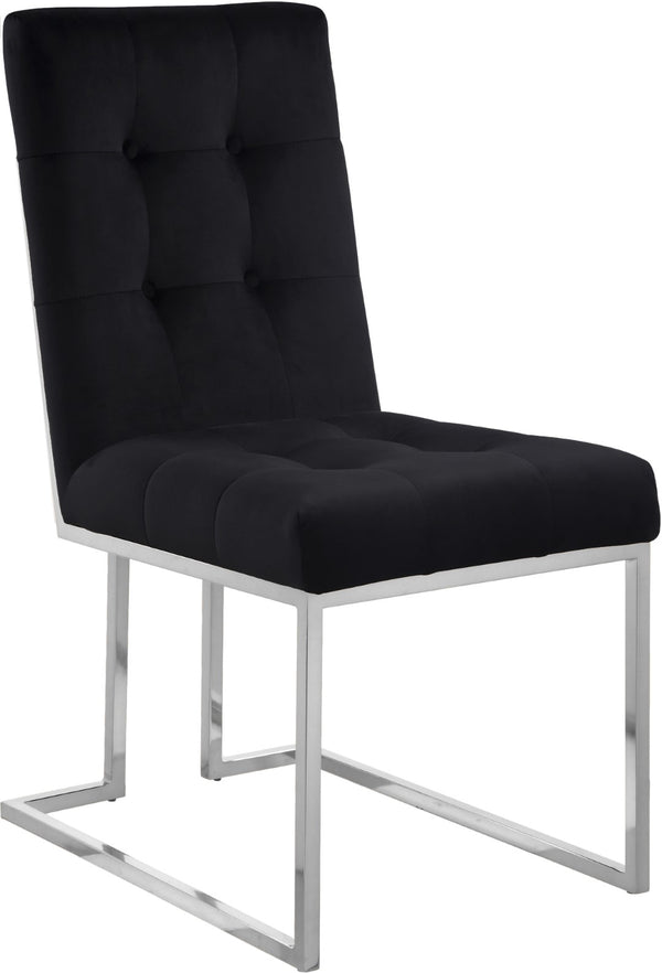 Alexis Velvet / Engineered Wood / Metal / Foam Contemporary Black Velvet Dining Chair - 18.5" W x 25" D x 36.5" H