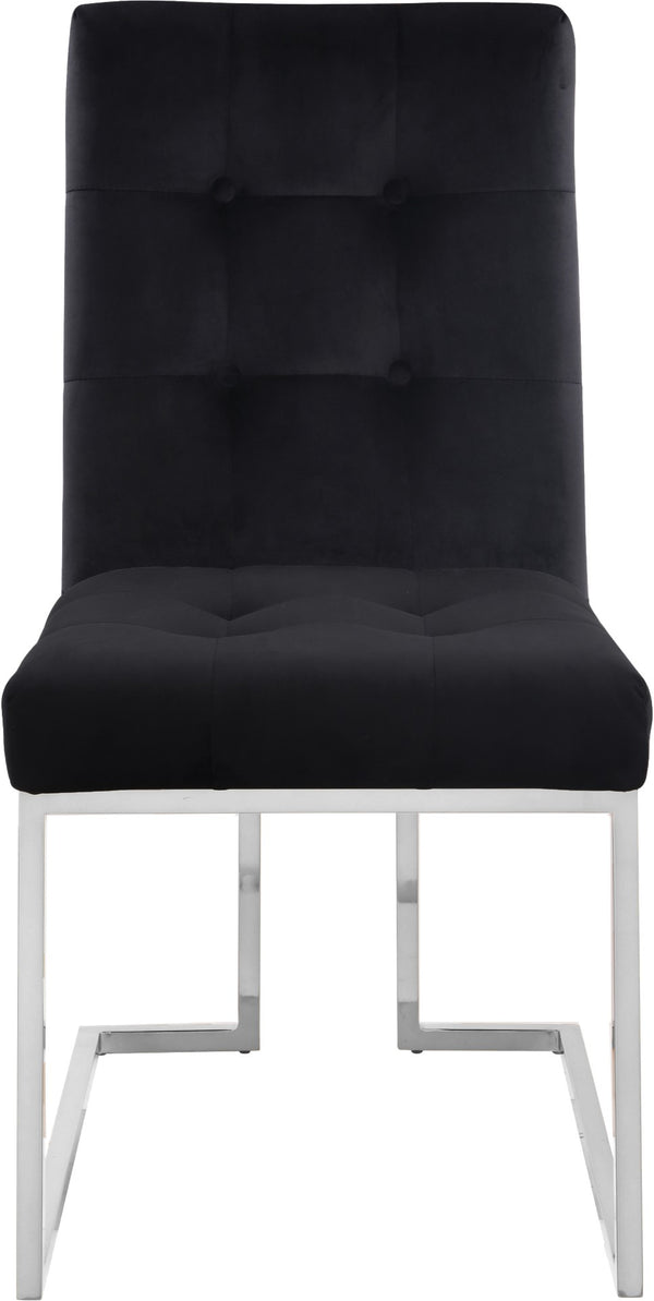 Alexis Velvet / Engineered Wood / Metal / Foam Contemporary Black Velvet Dining Chair - 18.5" W x 25" D x 36.5" H
