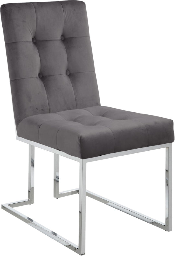 Alexis Velvet / Engineered Wood / Metal / Foam Contemporary Grey Velvet Dining Chair - 18.5" W x 25" D x 36.5" H