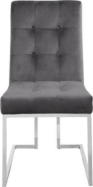 Alexis Velvet / Engineered Wood / Metal / Foam Contemporary Grey Velvet Dining Chair - 18.5" W x 25" D x 36.5" H