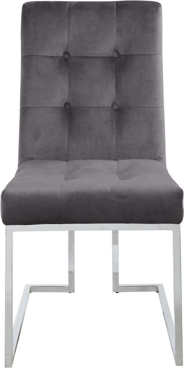 Alexis Velvet / Engineered Wood / Metal / Foam Contemporary Grey Velvet Dining Chair - 18.5" W x 25" D x 36.5" H