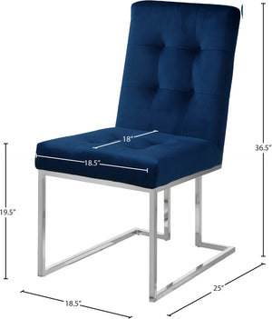 Alexis Velvet / Engineered Wood / Metal / Foam Contemporary Navy Velvet Dining Chair - 18.5" W x 25" D x 36.5" H