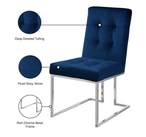 Alexis Velvet / Engineered Wood / Metal / Foam Contemporary Navy Velvet Dining Chair - 18.5" W x 25" D x 36.5" H
