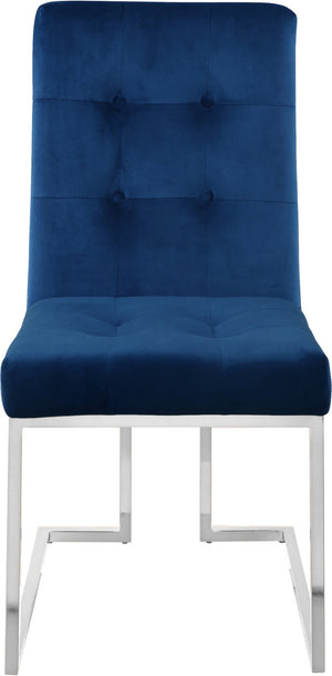 Alexis Velvet / Engineered Wood / Metal / Foam Contemporary Navy Velvet Dining Chair - 18.5" W x 25" D x 36.5" H