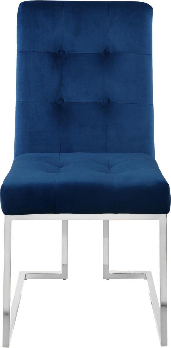 Alexis Velvet / Engineered Wood / Metal / Foam Contemporary Navy Velvet Dining Chair - 18.5" W x 25" D x 36.5" H