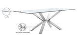 Juno Glass / Stainless Steel Contemporary Chrome Dining Table - 78" W x 39" D x 30" H