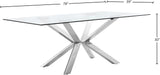 Juno Glass / Stainless Steel Contemporary Chrome Dining Table - 78" W x 39" D x 30" H