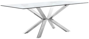 Juno Glass / Stainless Steel Contemporary Chrome Dining Table - 78" W x 39" D x 30" H