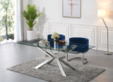 Juno Glass / Stainless Steel Contemporary Chrome Dining Table - 78" W x 39" D x 30" H