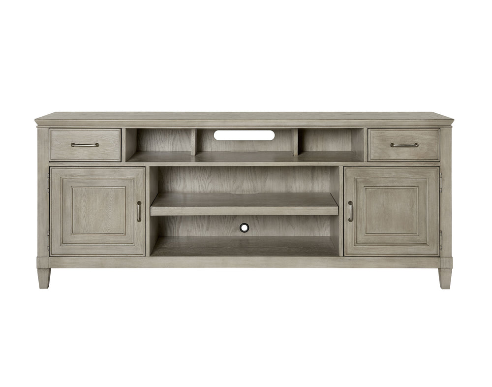Newport 74" Beige TV Console - Handcrafted Poplar & White Oak, Stylish Storage & Cable Management