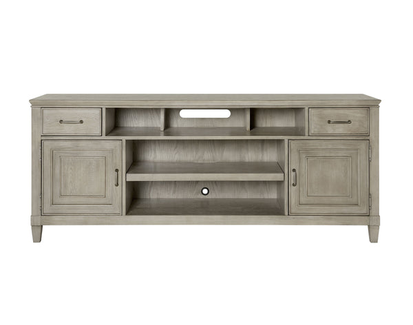 Newport 74" Beige TV Console - Handcrafted Poplar & White Oak, Stylish Storage & Cable Management