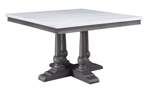 Yabeina Transitional Square Dining Table Wood, Marble, Composite Wood 73270-ACME