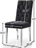 Juno Velvet / Engineered Wood / Stainless Steel / Foam Contemporary Black Velvet Dining Chair - 19" W x 20.5" D x 42" H