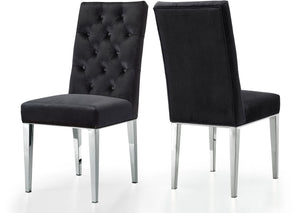 Juno Velvet / Engineered Wood / Stainless Steel / Foam Contemporary Black Velvet Dining Chair - 19" W x 20.5" D x 42" H