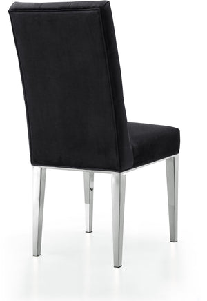 Juno Velvet / Engineered Wood / Stainless Steel / Foam Contemporary Black Velvet Dining Chair - 19" W x 20.5" D x 42" H