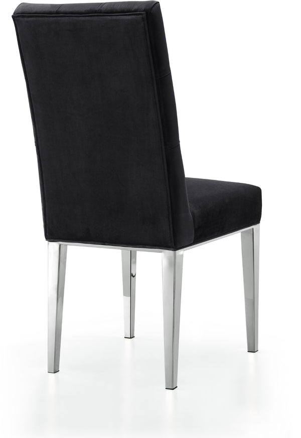 Juno Velvet / Engineered Wood / Stainless Steel / Foam Contemporary Black Velvet Dining Chair - 19" W x 20.5" D x 42" H