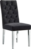 Juno Velvet / Engineered Wood / Stainless Steel / Foam Contemporary Black Velvet Dining Chair - 19" W x 20.5" D x 42" H