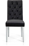 Juno Velvet / Engineered Wood / Stainless Steel / Foam Contemporary Black Velvet Dining Chair - 19" W x 20.5" D x 42" H