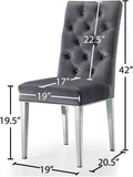 Juno Velvet / Engineered Wood / Stainless Steel / Foam Contemporary Grey Velvet Dining Chair - 19" W x 20.5" D x 42" H