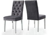 Juno Velvet / Engineered Wood / Stainless Steel / Foam Contemporary Grey Velvet Dining Chair - 19" W x 20.5" D x 42" H