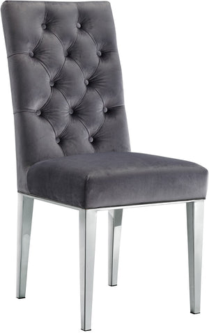 Juno Velvet / Engineered Wood / Stainless Steel / Foam Contemporary Grey Velvet Dining Chair - 19" W x 20.5" D x 42" H