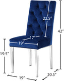 Juno Velvet / Engineered Wood / Stainless Steel / Foam Contemporary Navy Velvet Dining Chair - 19" W x 20.5" D x 42" H