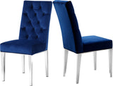 Juno Velvet / Engineered Wood / Stainless Steel / Foam Contemporary Navy Velvet Dining Chair - 19" W x 20.5" D x 42" H