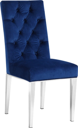 Juno Velvet / Engineered Wood / Stainless Steel / Foam Contemporary Navy Velvet Dining Chair - 19" W x 20.5" D x 42" H