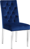 Juno Velvet / Engineered Wood / Stainless Steel / Foam Contemporary Navy Velvet Dining Chair - 19" W x 20.5" D x 42" H