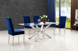 Juno Velvet / Engineered Wood / Stainless Steel / Foam Contemporary Navy Velvet Dining Chair - 19" W x 20.5" D x 42" H