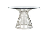 Ariana Riviera Stainless Dining Table With 48 Inch Glass Top